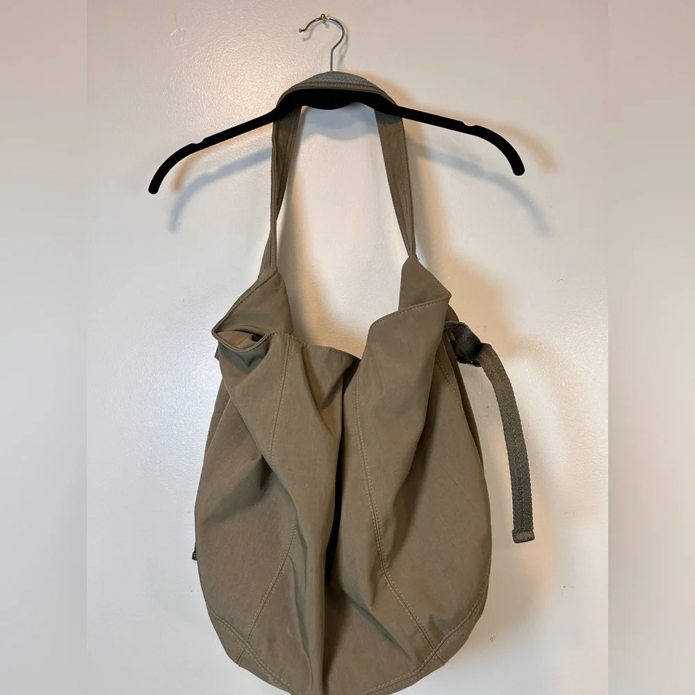 Zara‎ Hobo Olive Canvas Shoulder Bag adjustable side straps magnetic closure